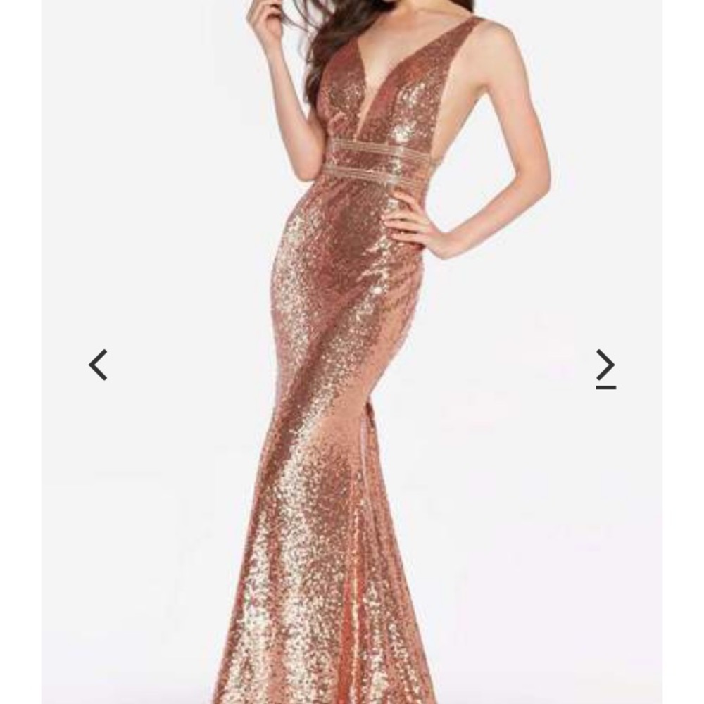 Rose Gold prom dress with cut out back